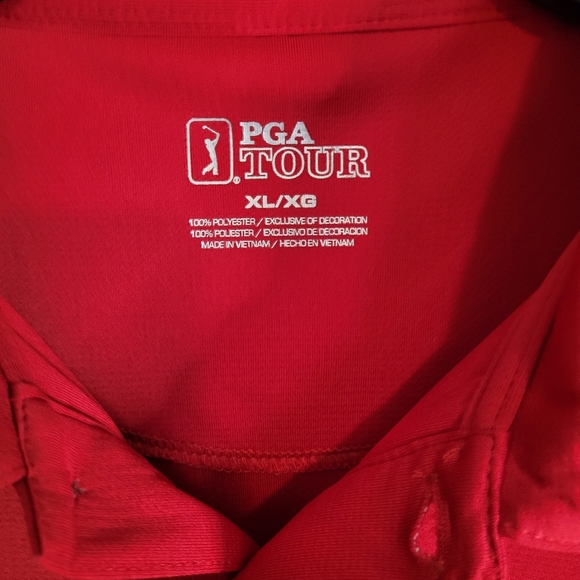 Red W/ Black Stripes Mens PGA Tour Short Sleeve Golf Polo Shirt size XL - Picture 3 of 11